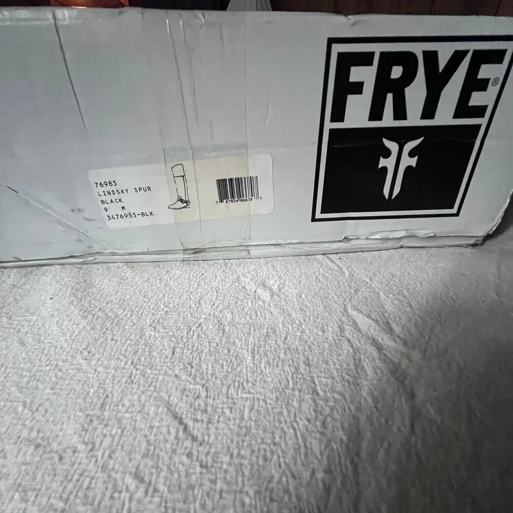 Frye Lindsay Spur Black Leather Tall Riding Boots NIB Size 9